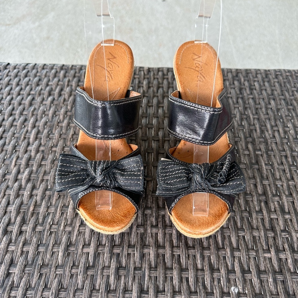 Naya Black Sandals with H-Style Strap Design